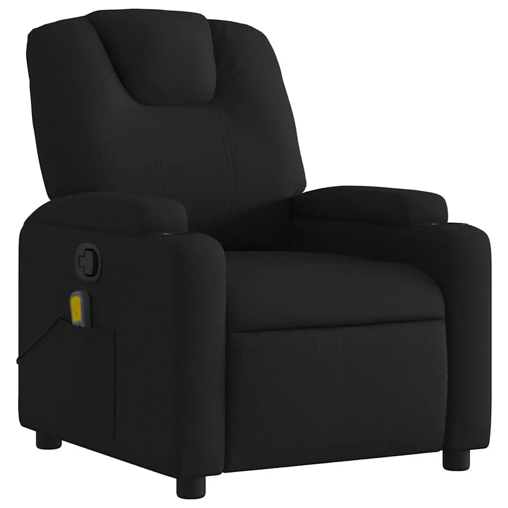 Massage Recliner Chair Black Fabric Manual Recline Vibration 6 Points Armchair
