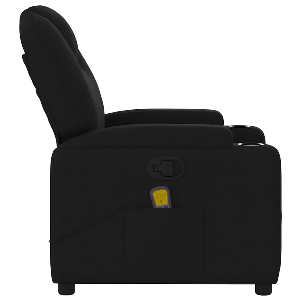 Massage Recliner Chair Black Fabric Manual Recline Vibration 6 Points Armchair
