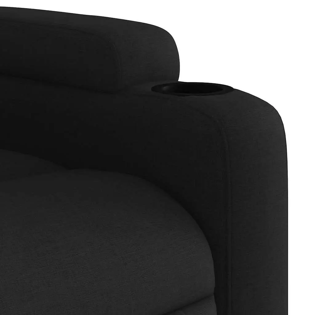Massage Recliner Chair Black Fabric Manual Recline Vibration 6 Points Armchair
