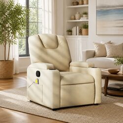 Your Cozy Cream Fabric Massage Recliner Chair Awaits
