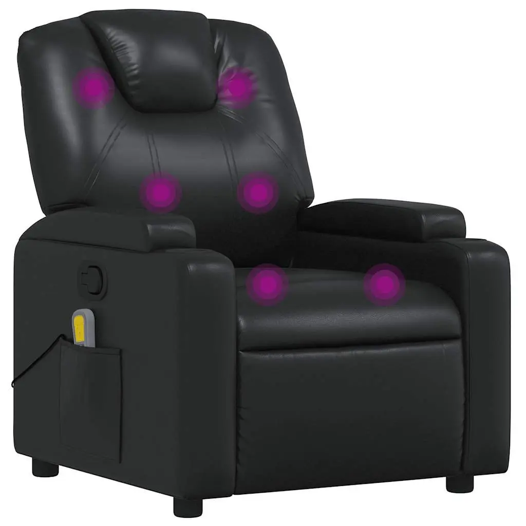 Massage Recliner Chair Manual Reclining Armchair Vibration Black Faux Leather