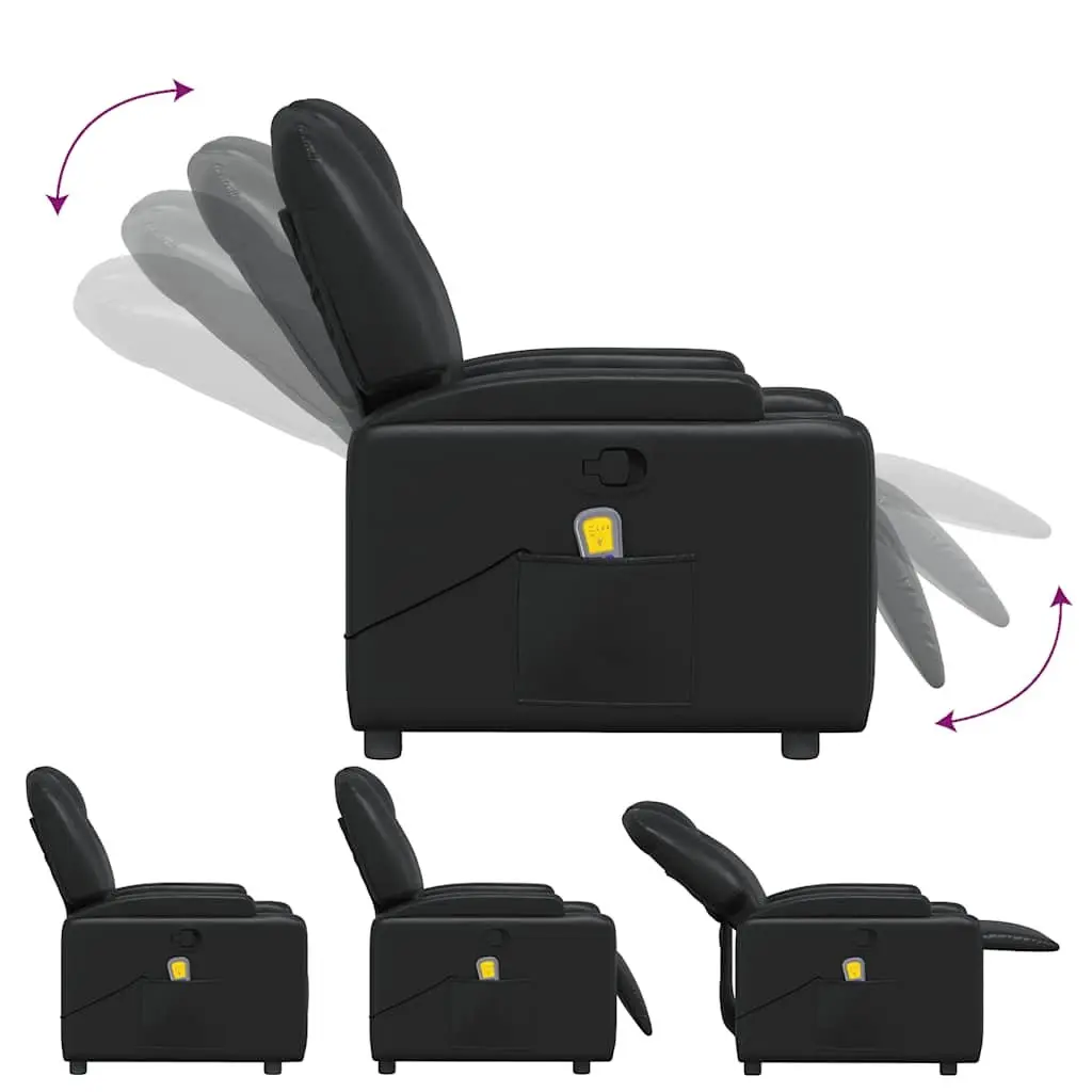 Massage Recliner Chair Manual Reclining Armchair Vibration Black Faux Leather