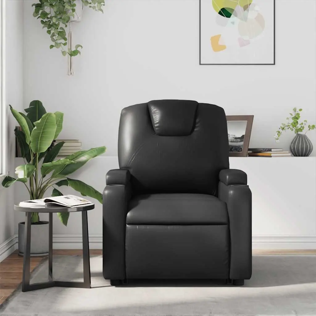Massage Recliner Chair Manual Reclining Armchair Vibration Black Faux Leather