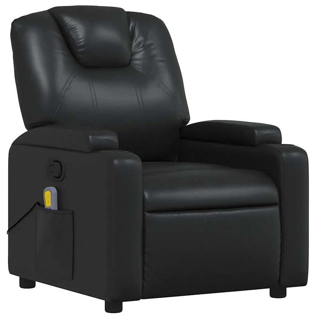 Massage Recliner Chair Manual Reclining Armchair Vibration Black Faux Leather