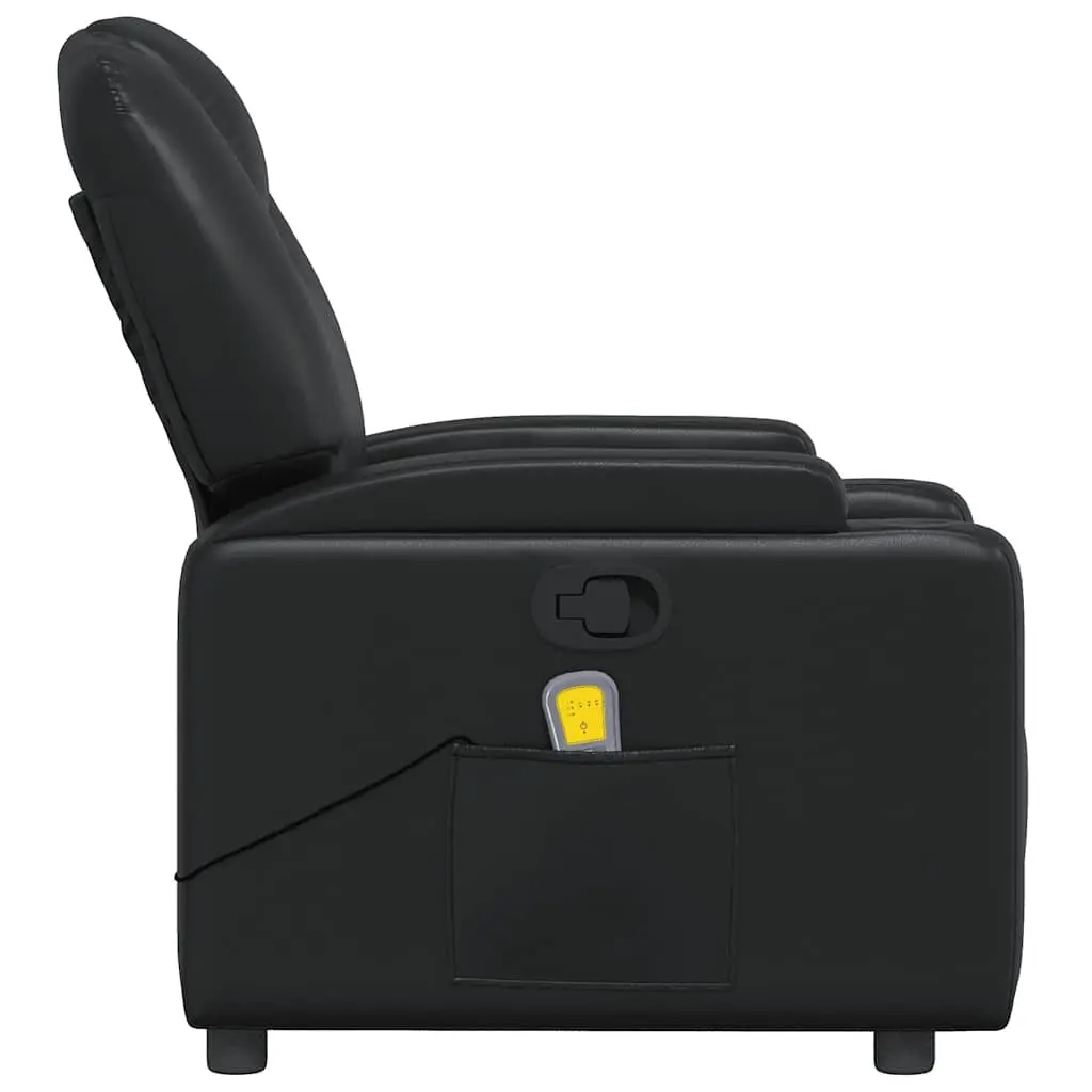 Massage Recliner Chair Manual Reclining Armchair Vibration Black Faux Leather