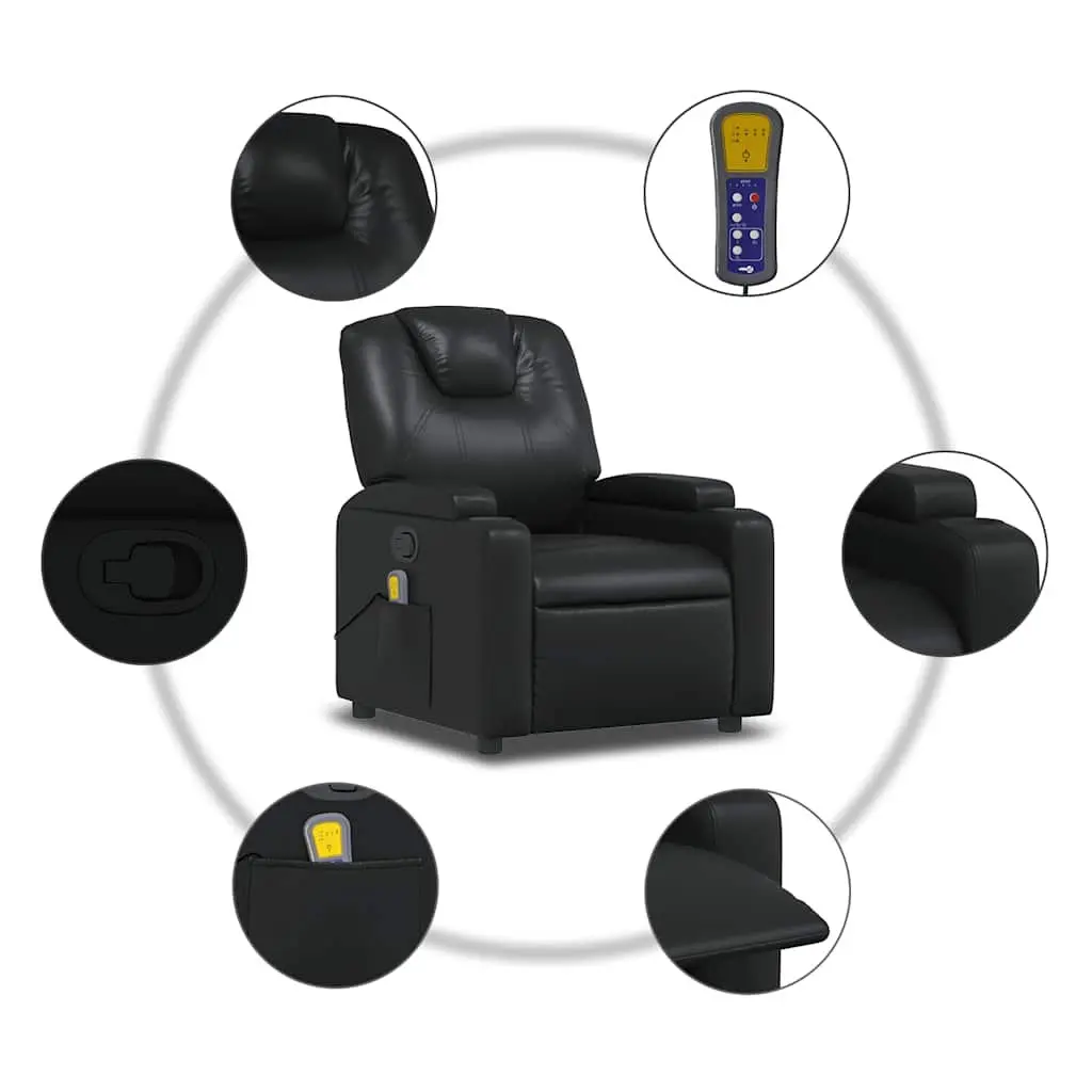 Massage Recliner Chair Manual Reclining Armchair Vibration Black Faux Leather