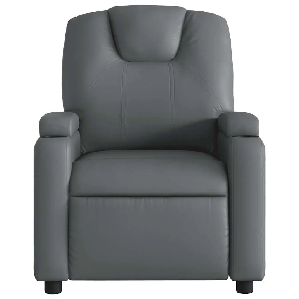 Massage Recliner Chair Manual Reclining Grey Faux Leather 135 Degrees