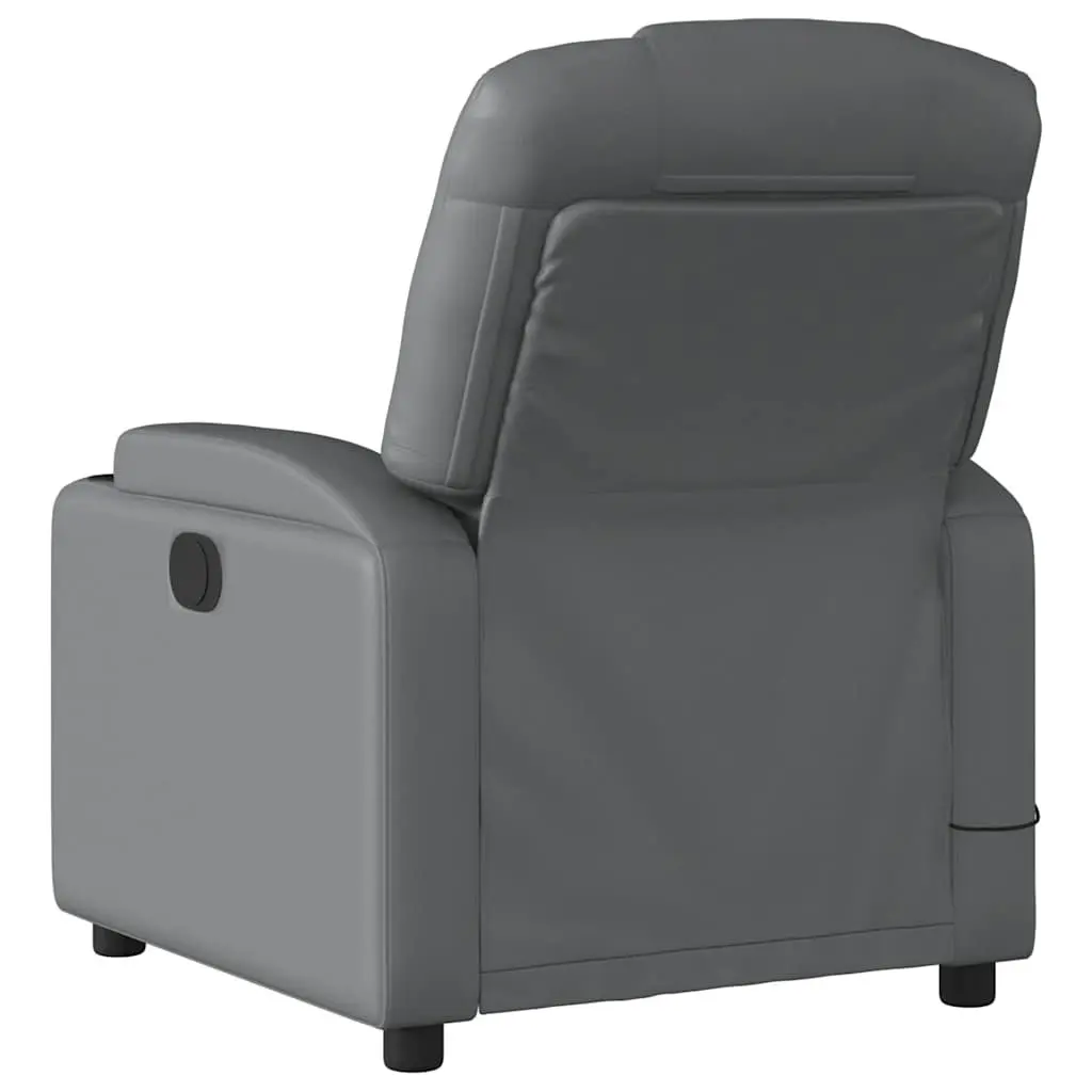 Massage Recliner Chair Manual Reclining Grey Faux Leather 135 Degrees