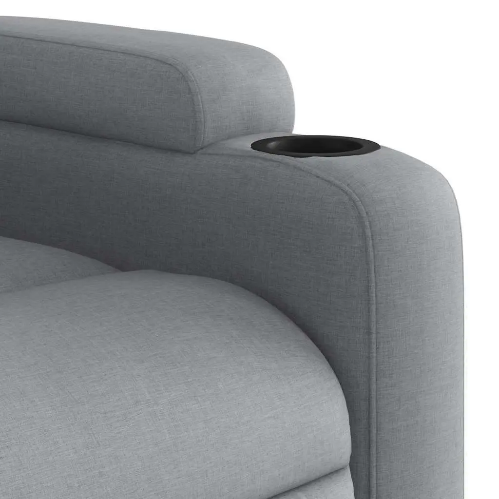 Recliner Chair Manual Reclining Armchair Grey Fabric Lounge Seat Cup Holders