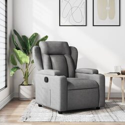 Friendly Grey Recliner Chair with Integrated Cup Holders