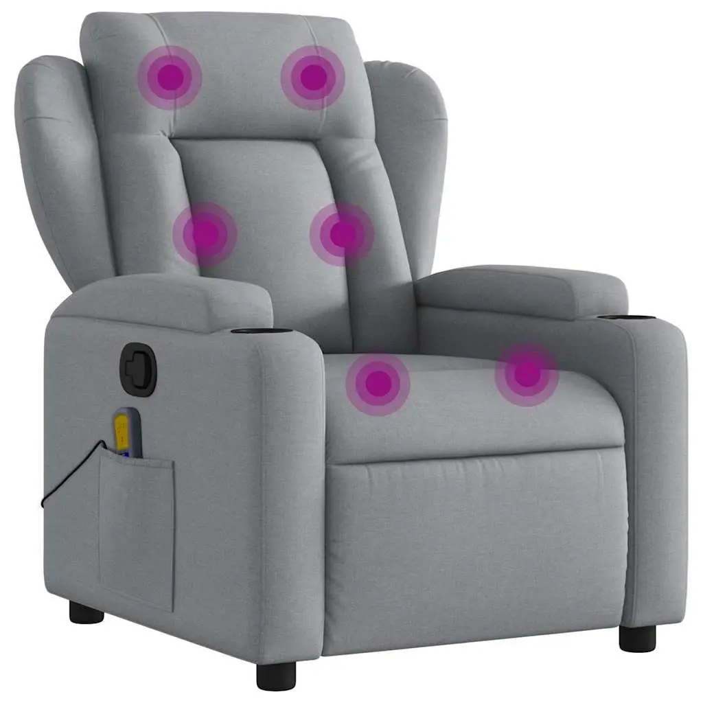 Massage Recliner Chair Grey Fabric Manual Reclining Armchair Vibration Footrest