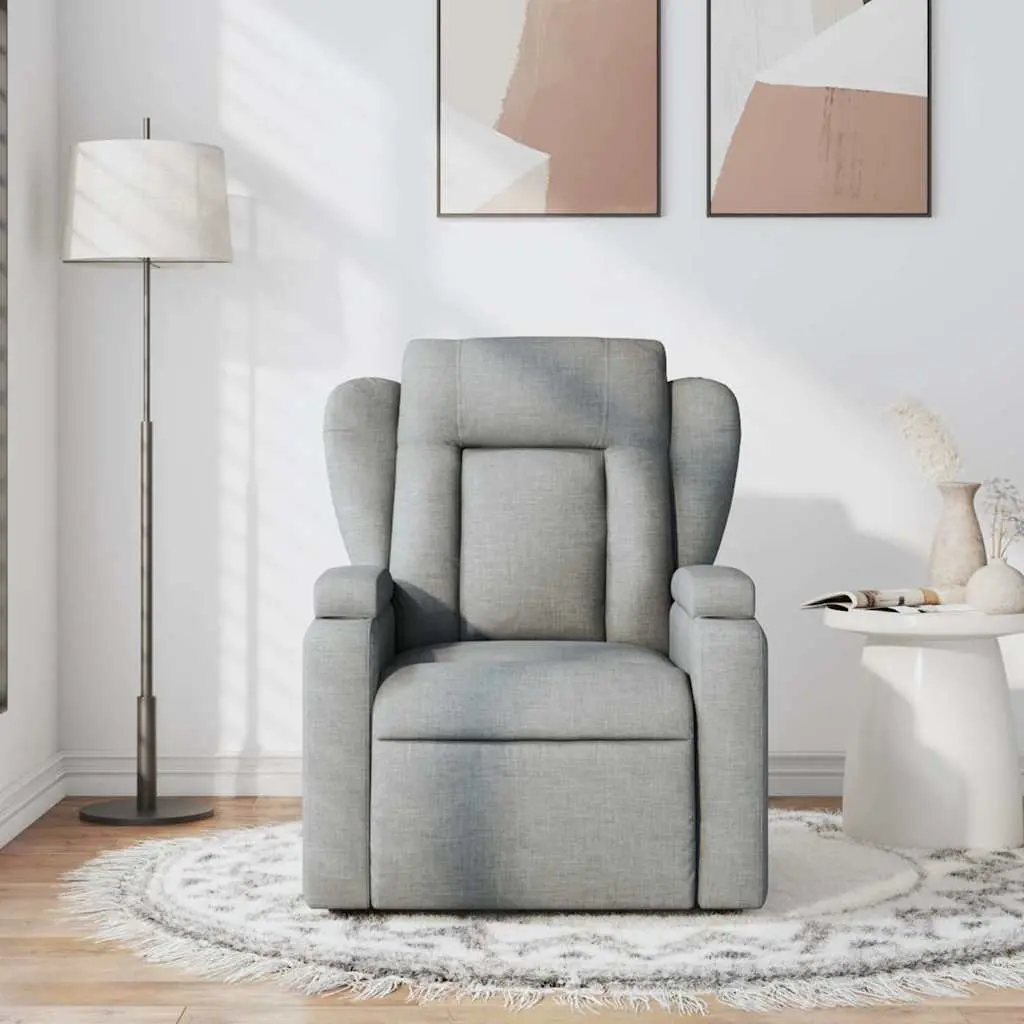 Massage Recliner Chair Grey Fabric Manual Reclining Armchair Vibration Footrest