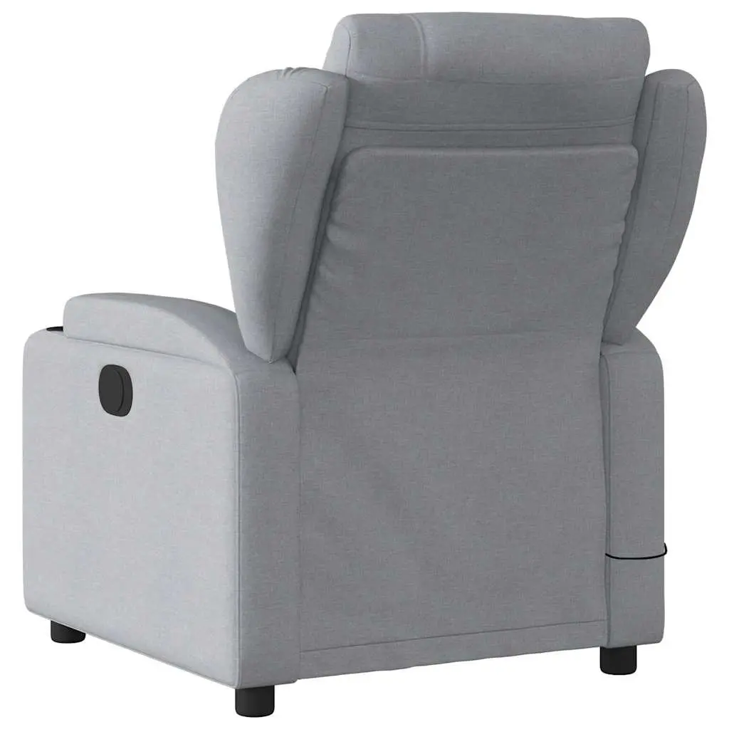 Massage Recliner Chair Grey Fabric Manual Reclining Armchair Vibration Footrest