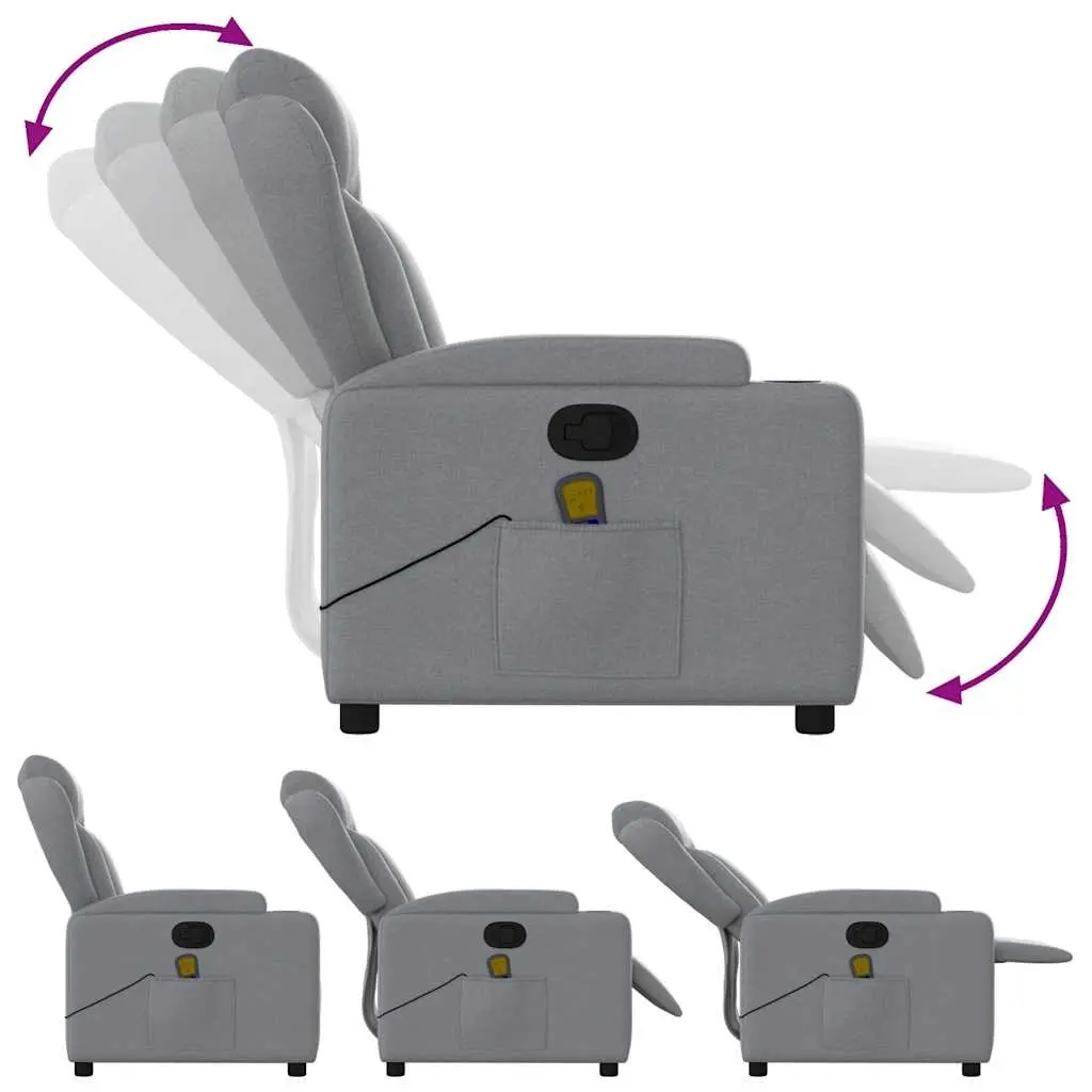 Massage Recliner Chair Grey Fabric Manual Reclining Armchair Vibration Footrest