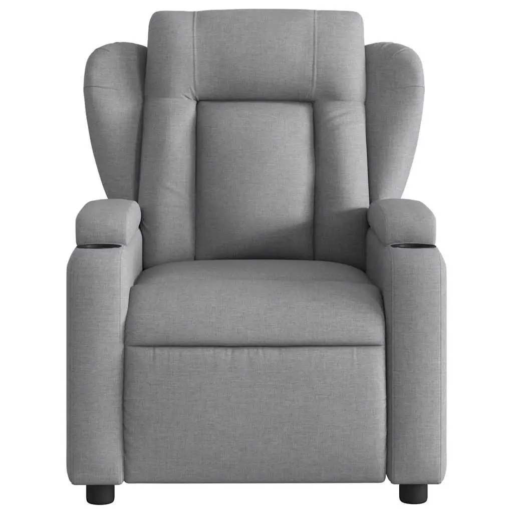 Massage Recliner Chair Grey Fabric Manual Reclining Armchair Vibration Footrest