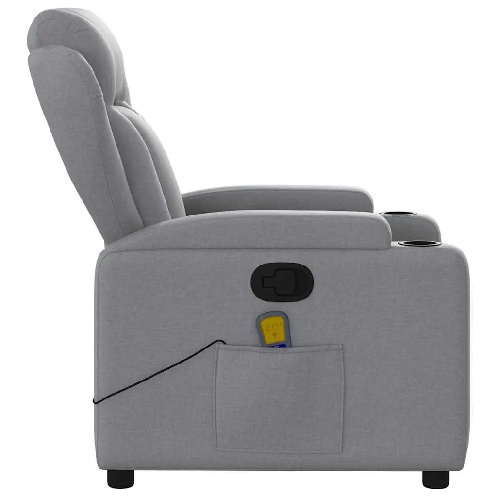 Massage Recliner Chair Grey Fabric Manual Reclining Armchair Vibration Footrest