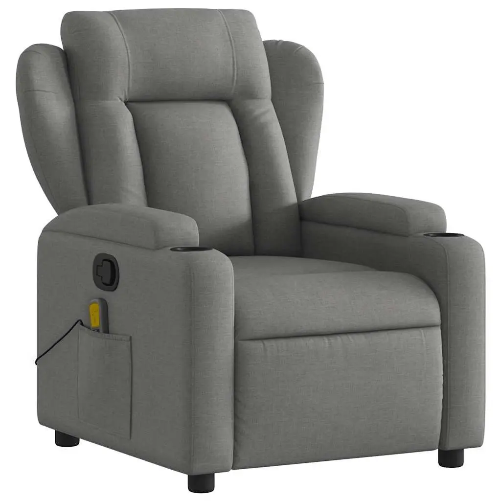 Grey Fabric Manual Recline Massage Chair with Vibration and 6 Points for Comfort and Relaxation
