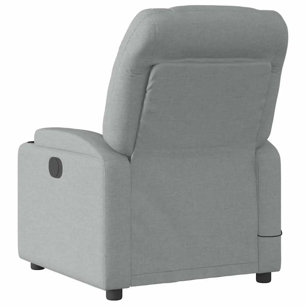 Manual Reclining Massage Chair Light Grey Fabric 6 Massage Points with Vibrating Function and Storage