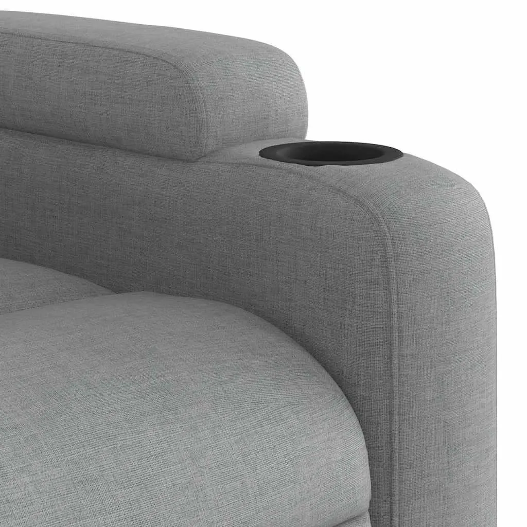Manual Reclining Massage Chair Light Grey Fabric 6 Massage Points with Vibrating Function and Storage