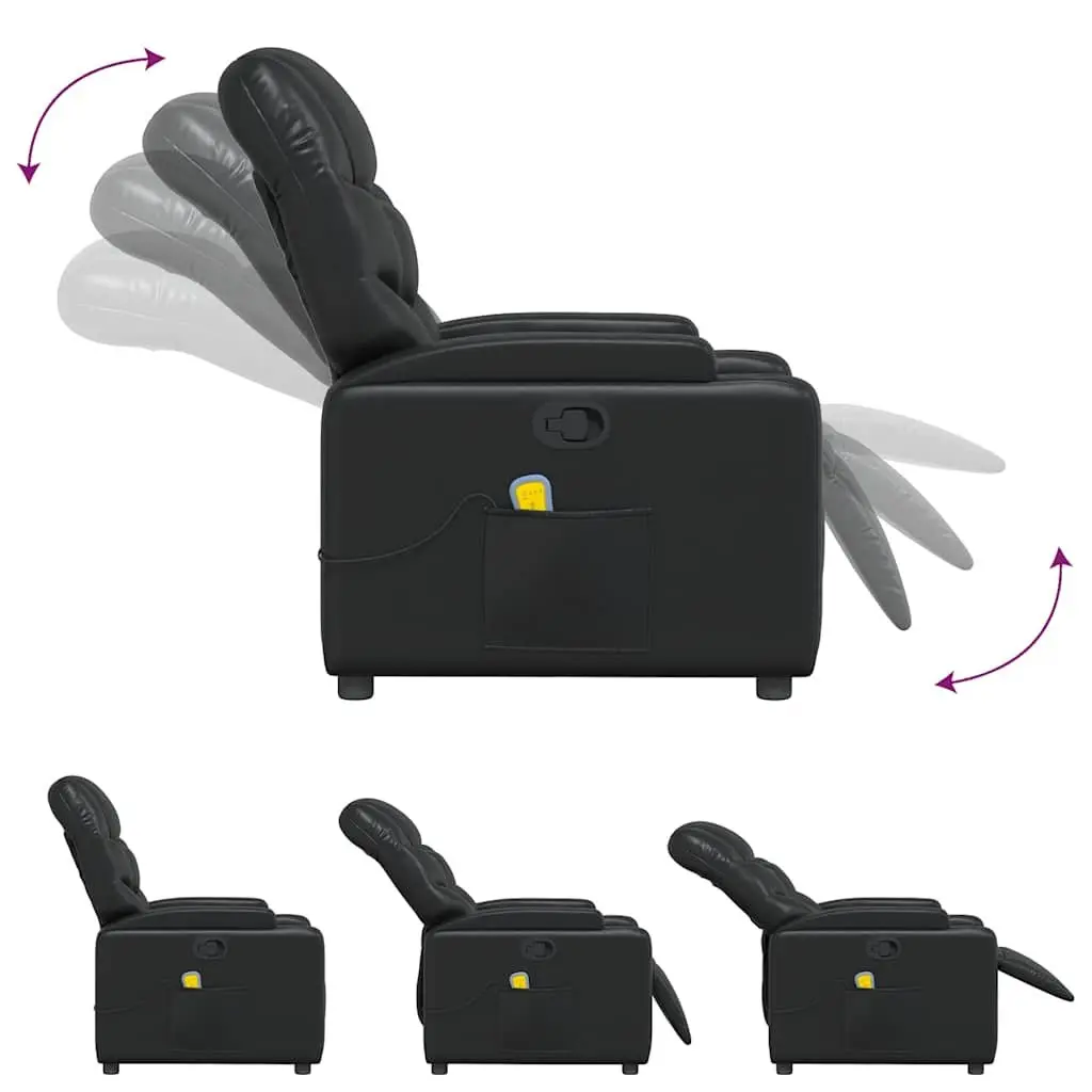 Massage Recliner Chair Black Faux Leather Manual Recline Vibration 6 Points