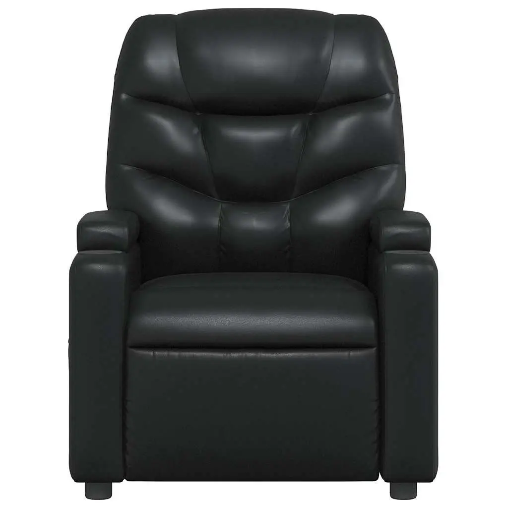 Massage Recliner Chair Black Faux Leather Manual Recline Vibration 6 Points