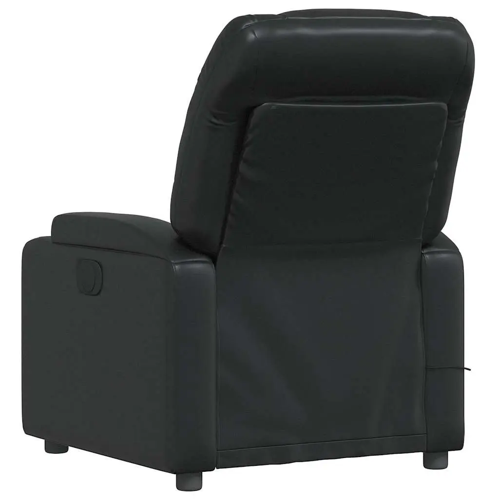Massage Recliner Chair Black Faux Leather Manual Recline Vibration 6 Points