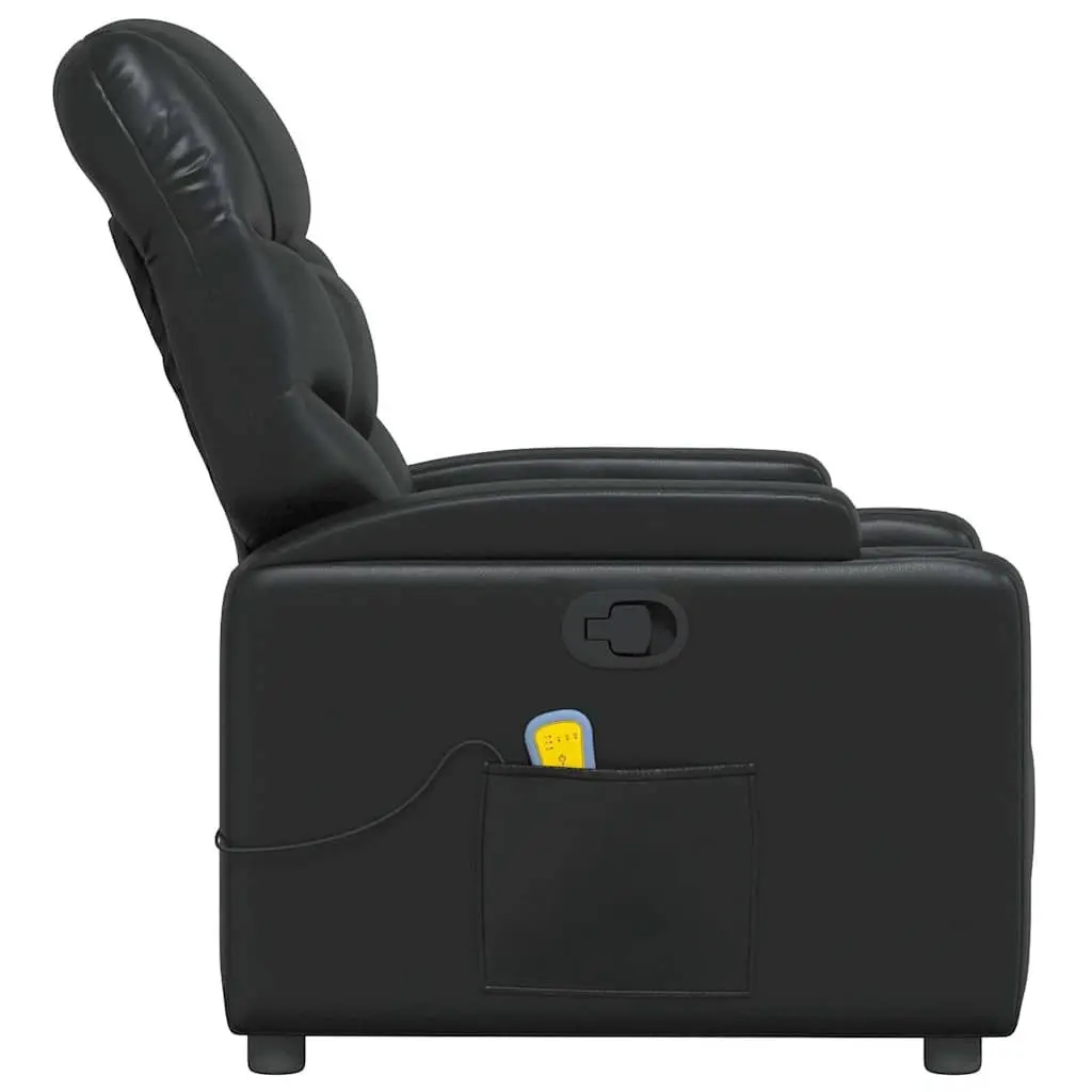 Massage Recliner Chair Black Faux Leather Manual Recline Vibration 6 Points