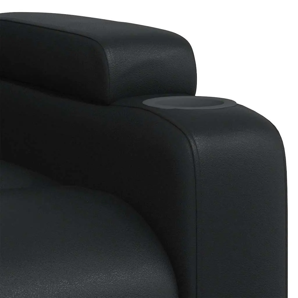 Massage Recliner Chair Black Faux Leather Manual Recline Vibration 6 Points