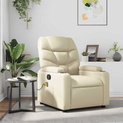 Relax in Your Cream Faux Leather Massage Recliner Chair