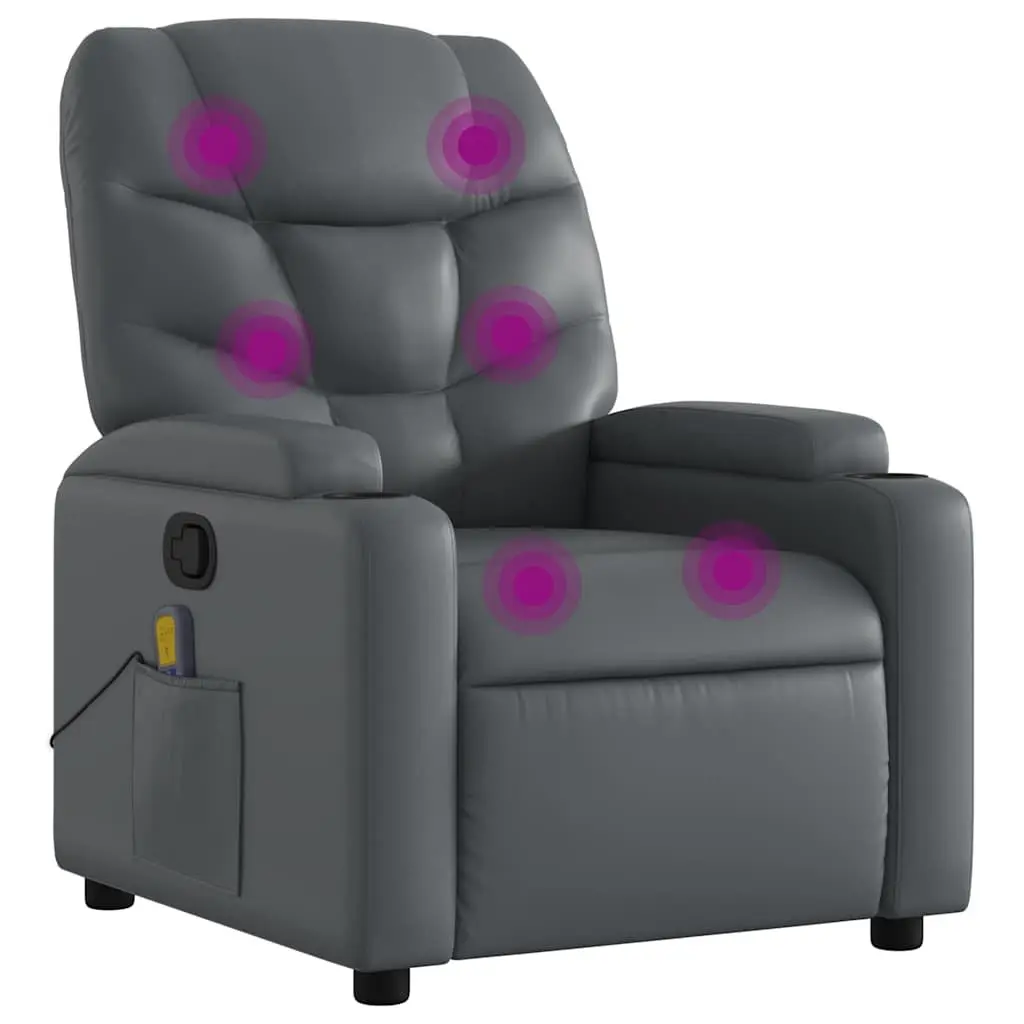 Massage Recliner Chair Manual Recline Faux Leather 135 Degrees with Cup Holders