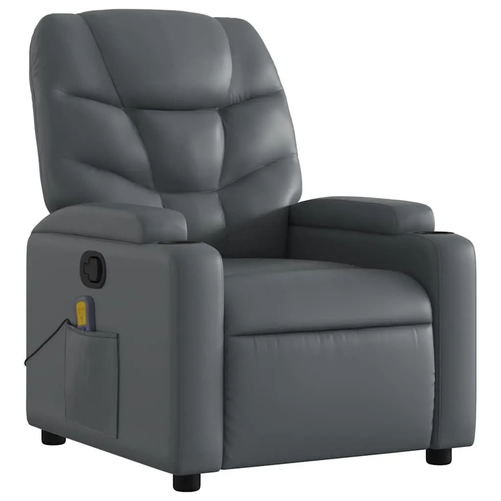 Massage Recliner Chair Manual Recline Faux Leather 135 Degrees with Cup Holders