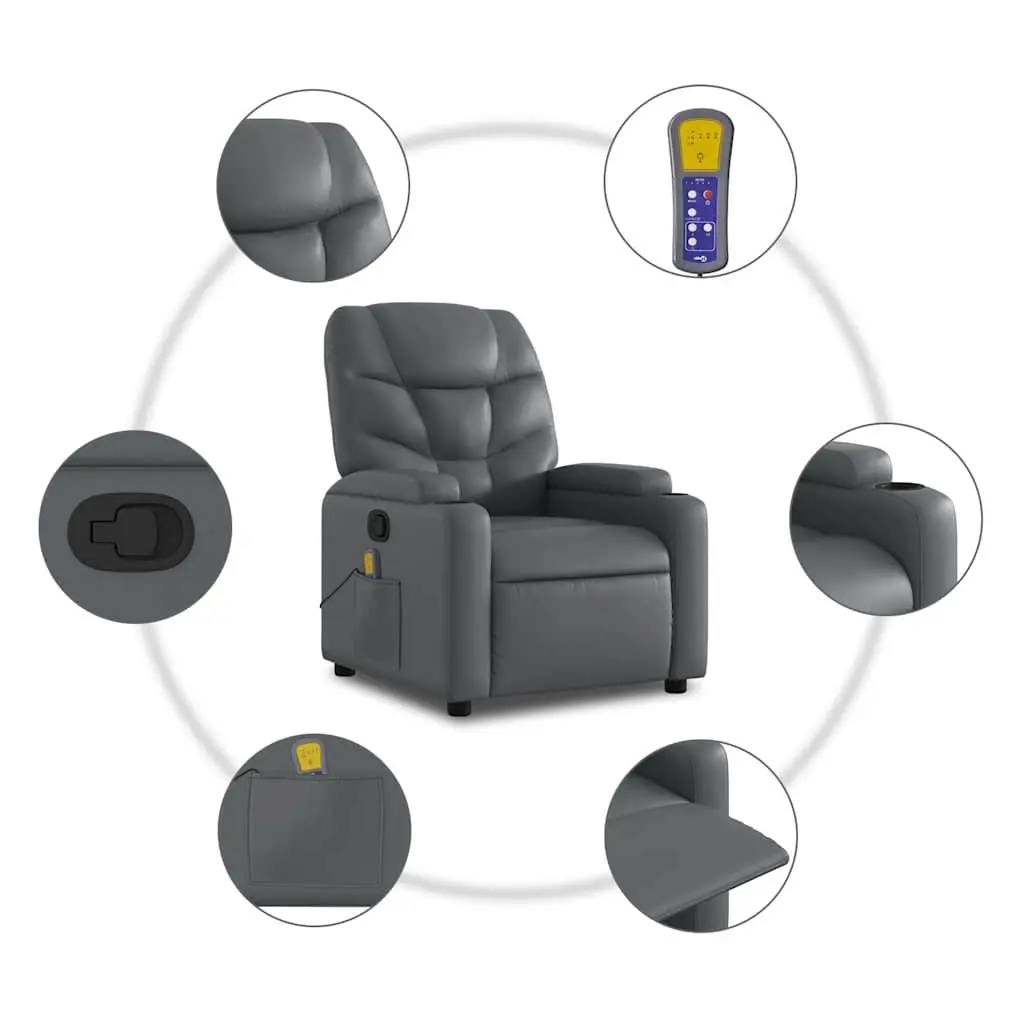 Massage Recliner Chair Manual Recline Faux Leather 135 Degrees with Cup Holders