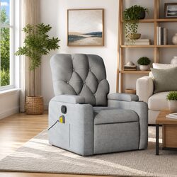 Friendly Grey Fabric Massage Recliner for Relaxation