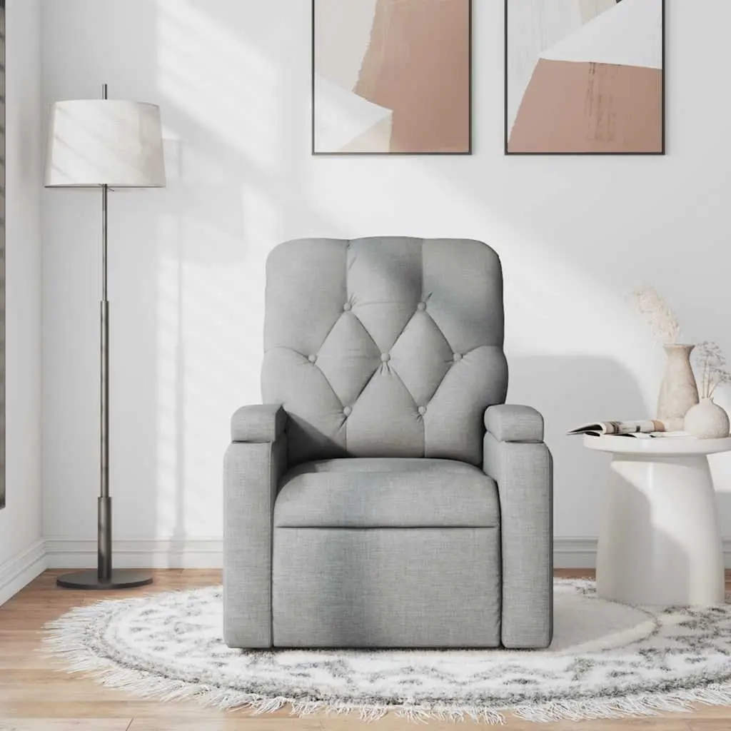 Massage Recliner Chair Grey Fabric Manual Recline Vibration 135 Degrees