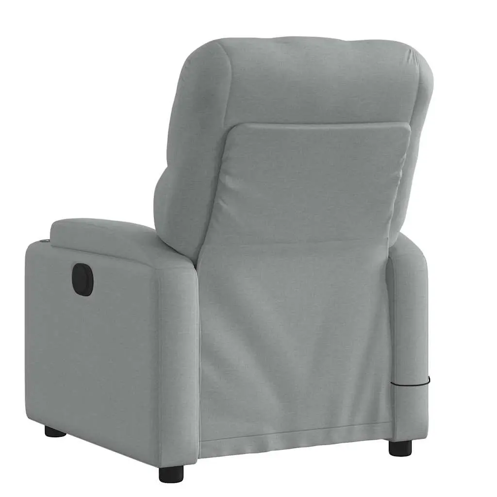 Massage Recliner Chair Grey Fabric Manual Recline Vibration 135 Degrees