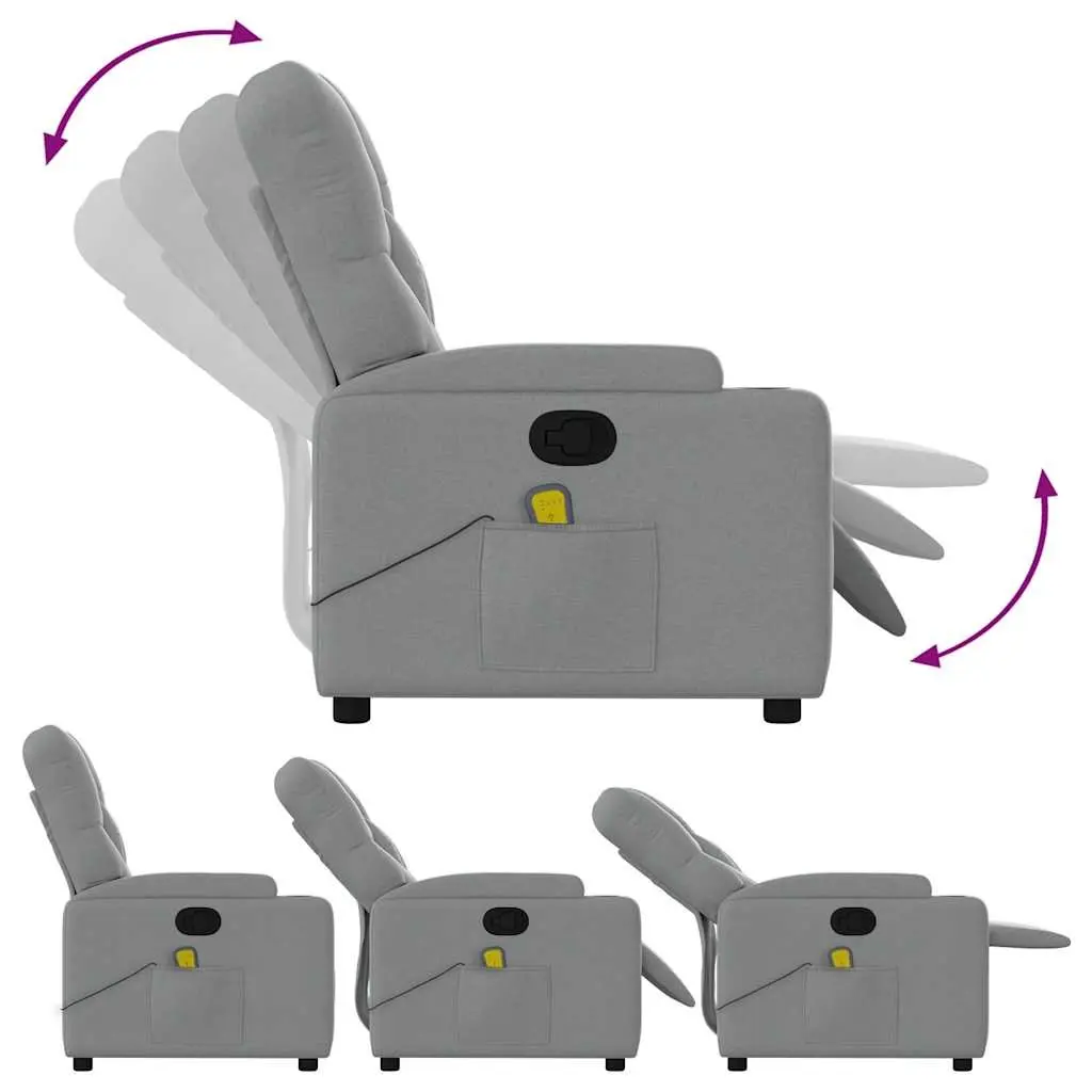 Massage Recliner Chair Grey Fabric Manual Recline Vibration 135 Degrees