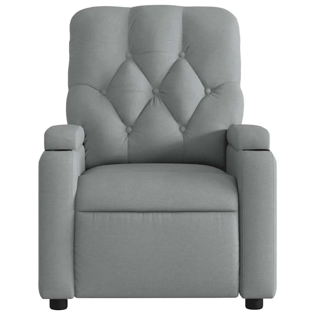 Massage Recliner Chair Grey Fabric Manual Recline Vibration 135 Degrees