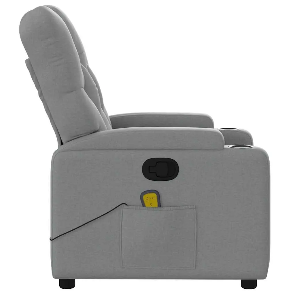 Massage Recliner Chair Grey Fabric Manual Recline Vibration 135 Degrees