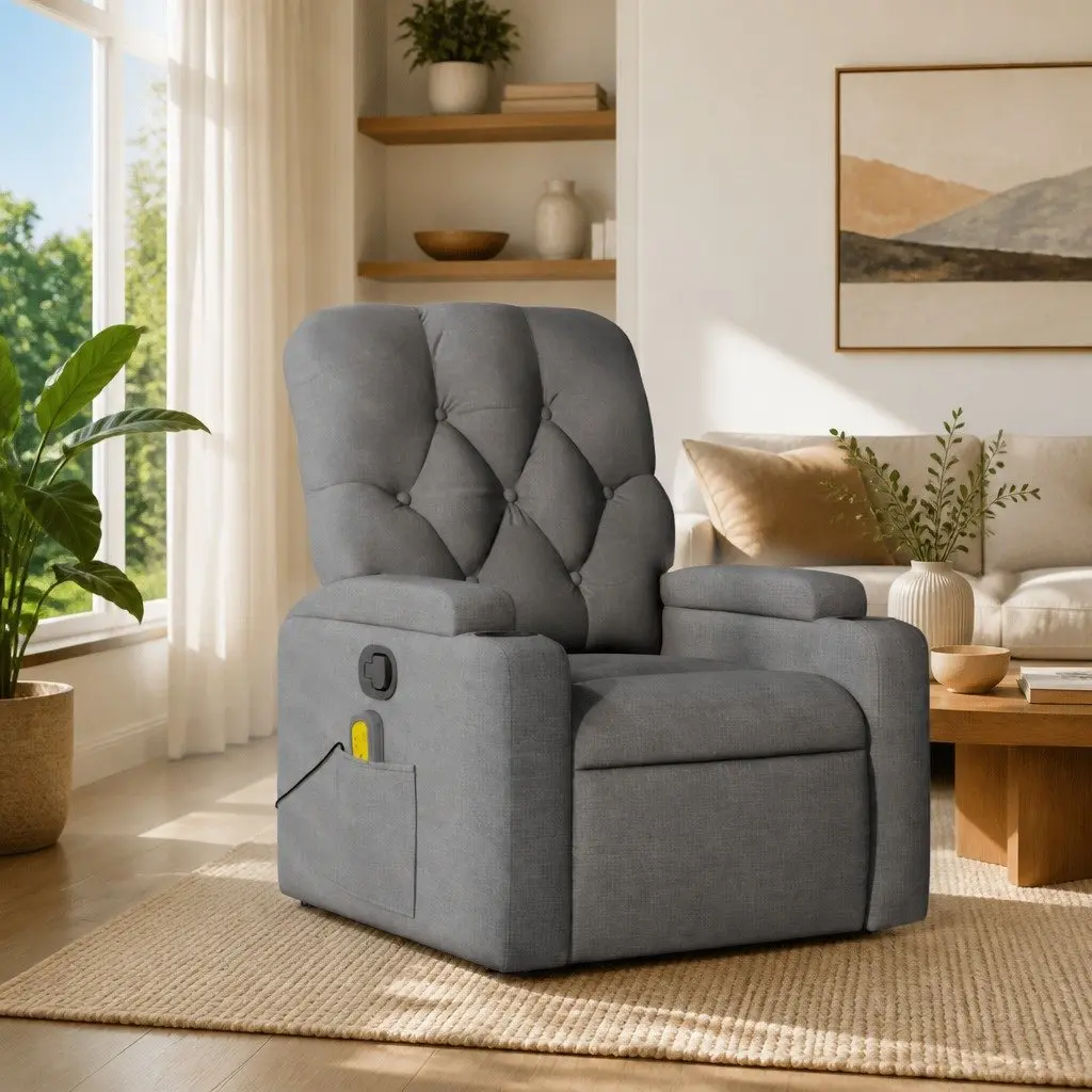 Grey Fabric Massage Recliner Chair
