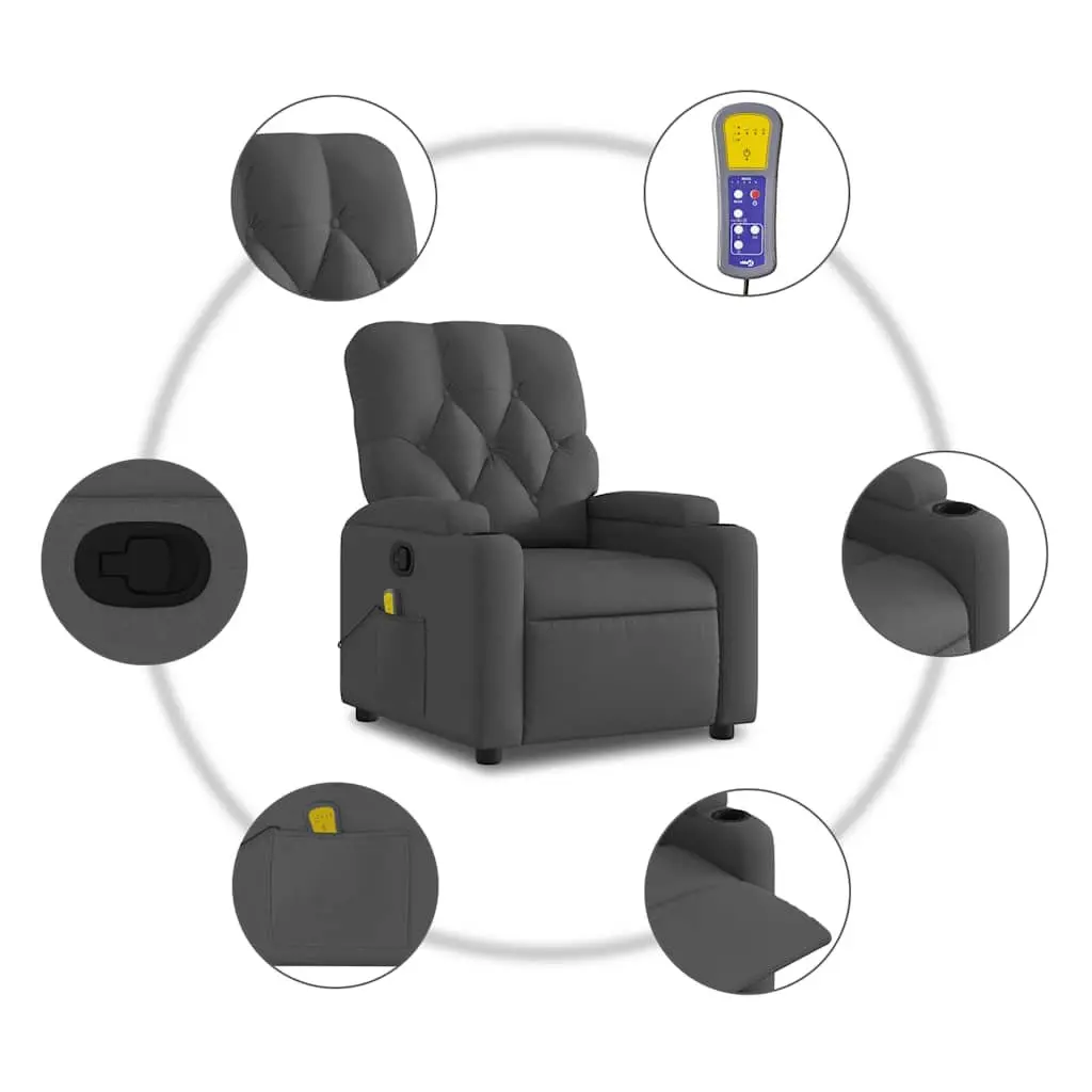 Grey Fabric Massage Recliner Chair