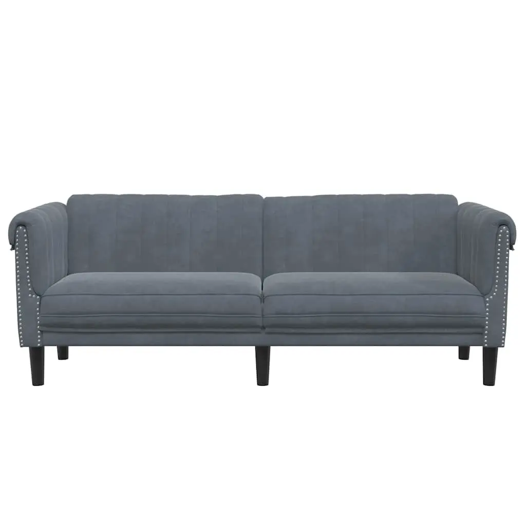 3-Seater Sofa Grey Velvet Upholstered Modern Couch