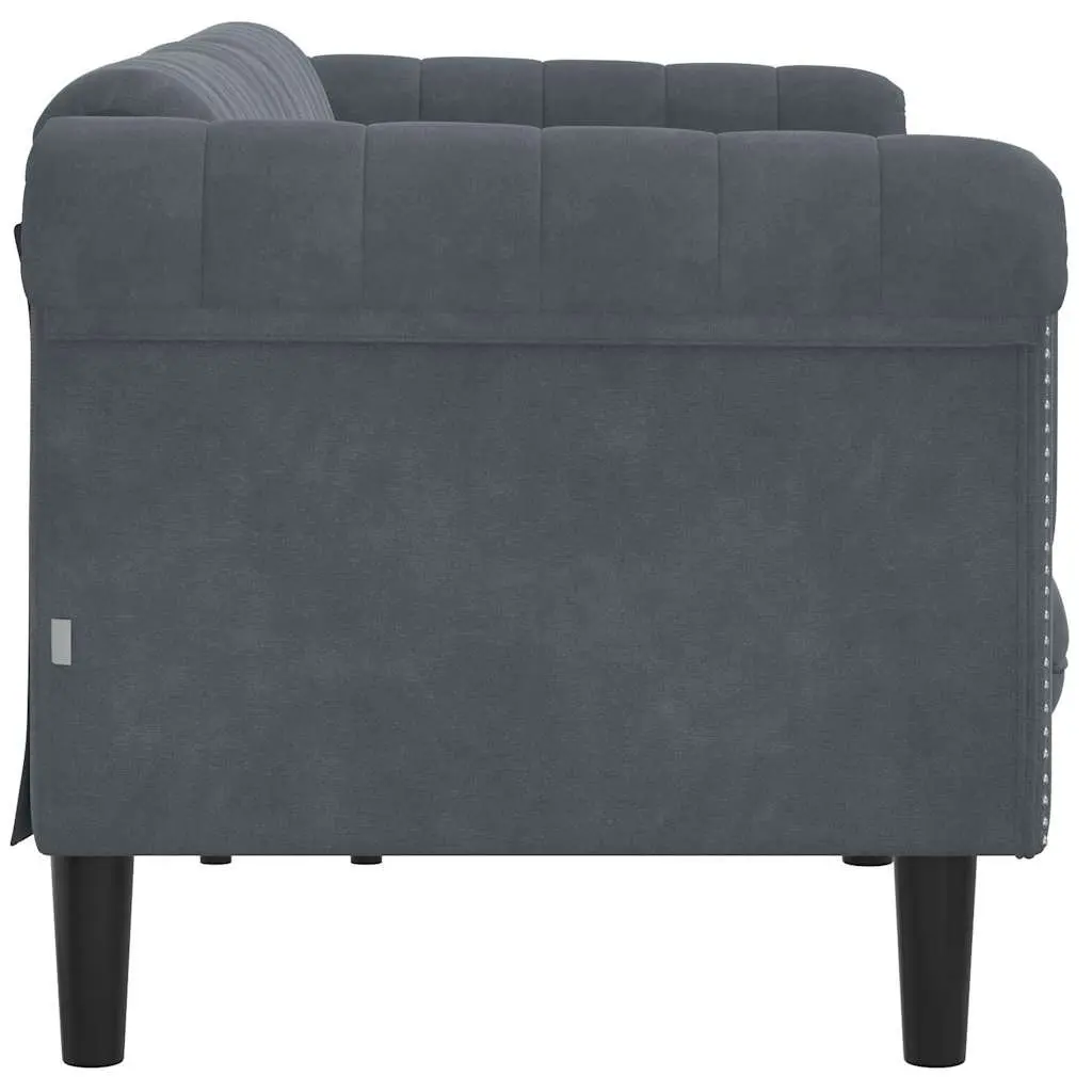 3-Seater Sofa Grey Velvet Upholstered Modern Couch