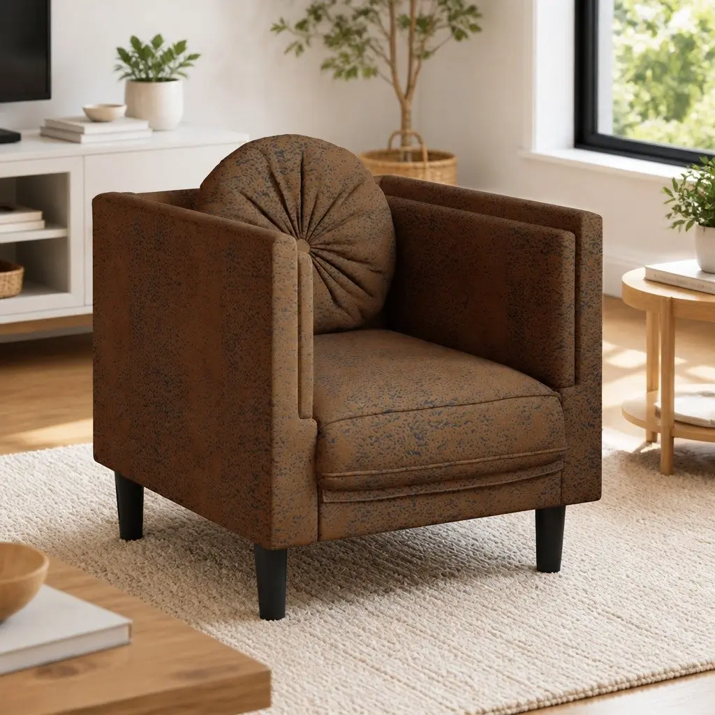 Brown Faux Suede Armchair
