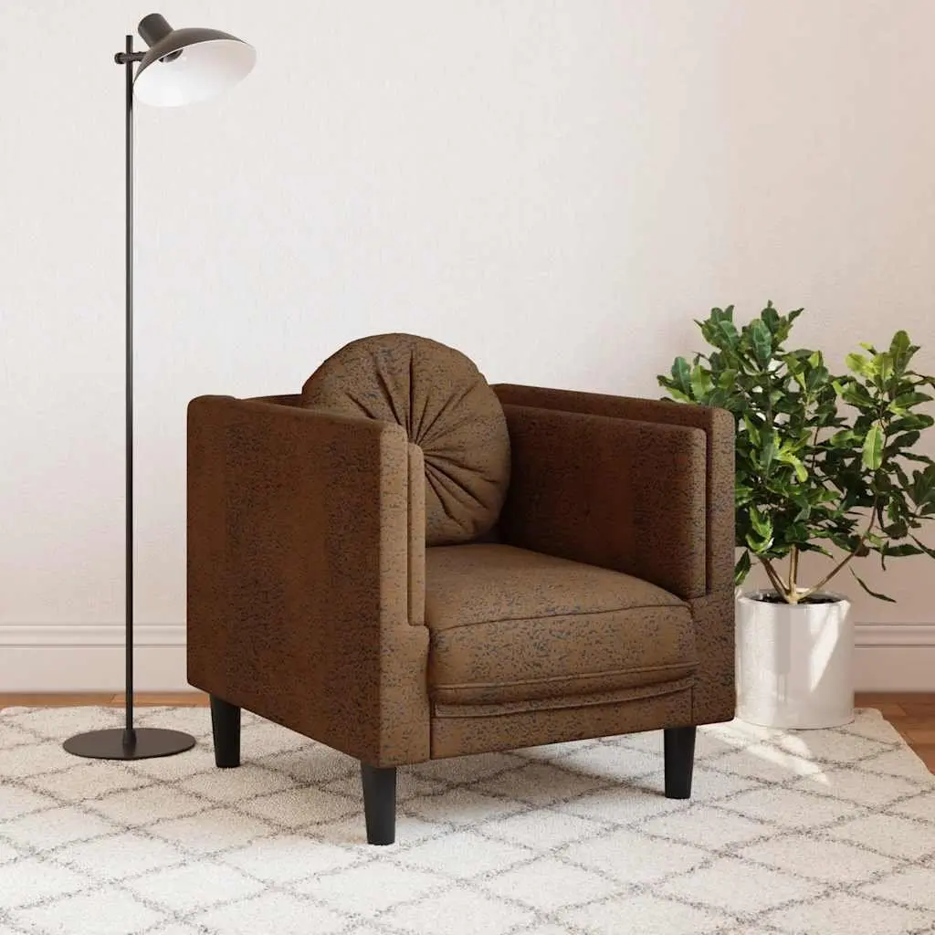 Brown Faux Suede Armchair