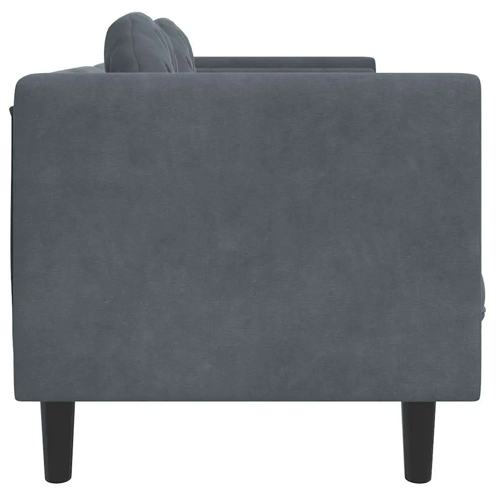 2-Seater Sofa Grey Velvet Cushions Living Room Furniture Couch Lounge Seat