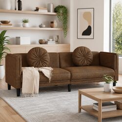 Your Cozy Spot: Brown Faux Suede 3-Seater Sofa