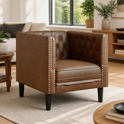 Step into Comfort with Our Brown Chesterfield Chair