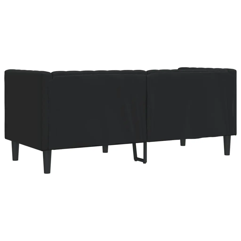 2-Seater Chesterfield Sofa Black Faux Leather Button Tufted