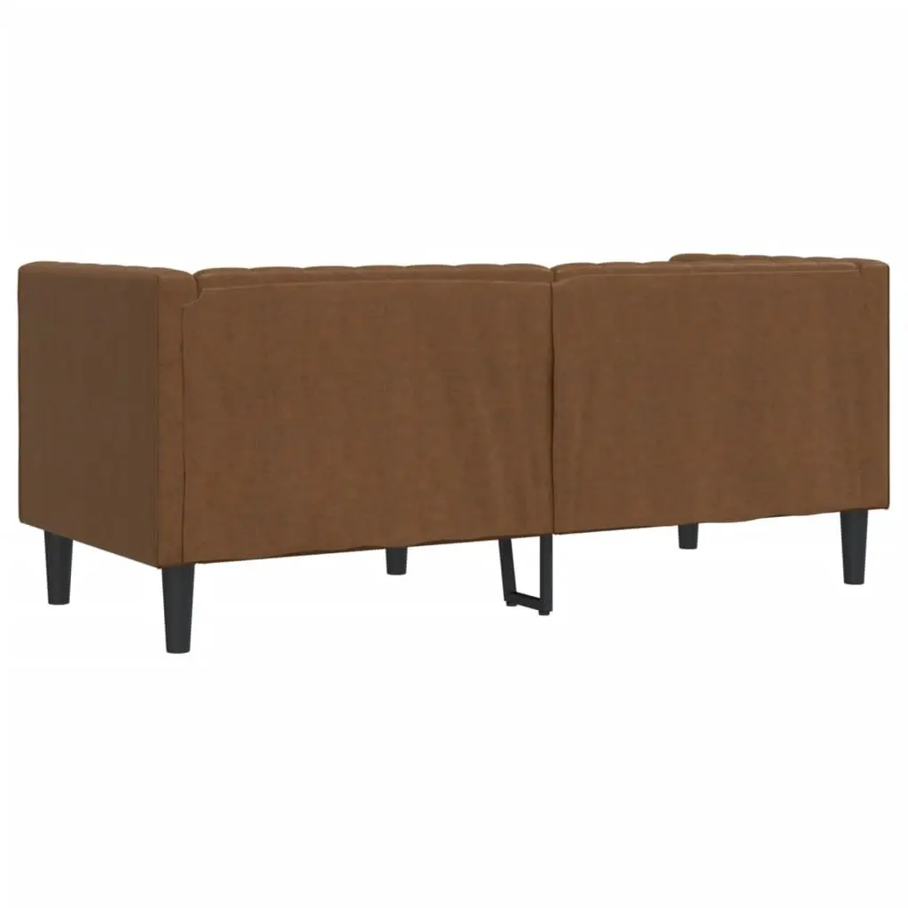 Chesterfield Sofa Brown Faux Suede Leather 2-Seater Button Tufted Armchair