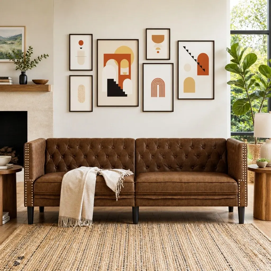 3-Seater Chesterfield Sofa in Brown